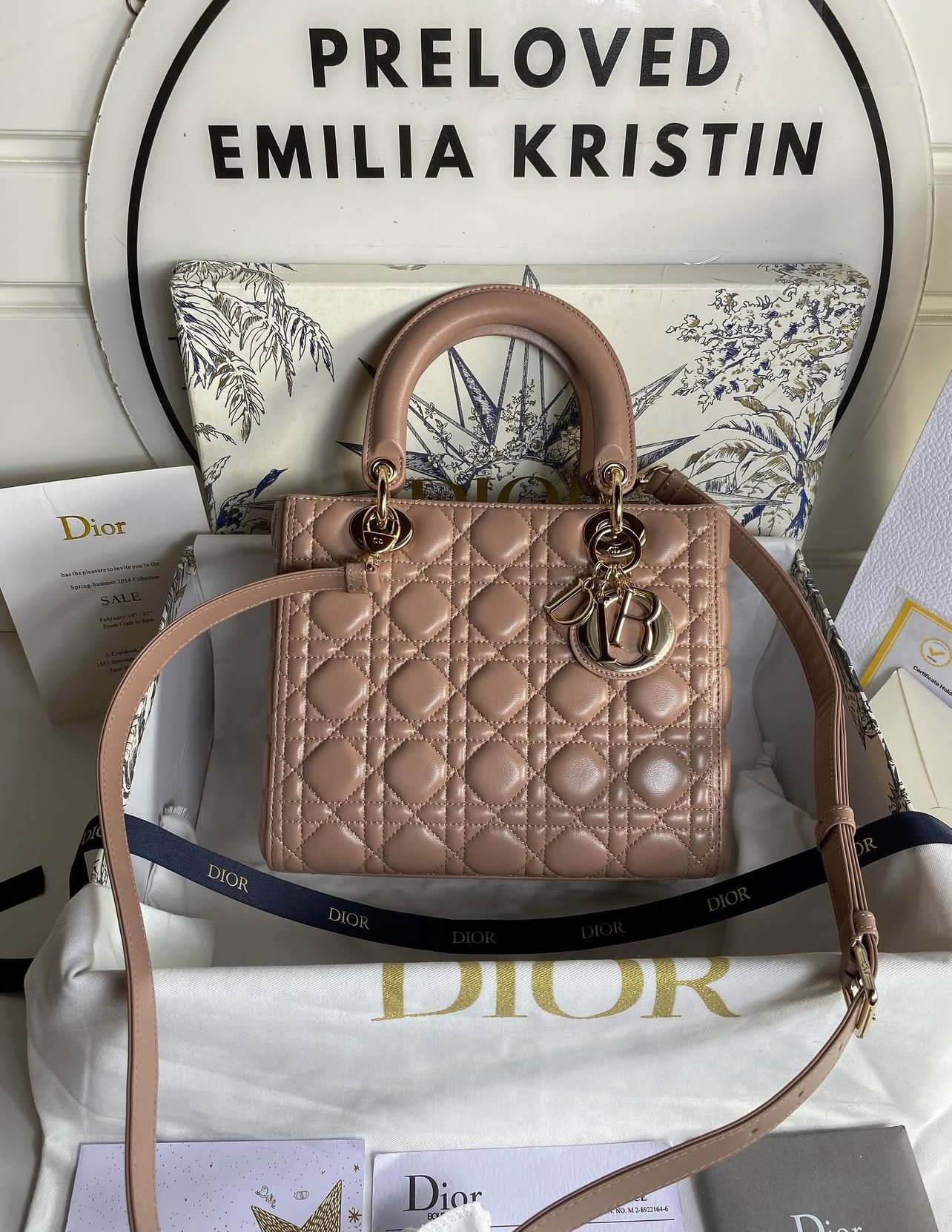 Lady Dior bag Medium Cannage Lambskin In Nude Pink  - foto 2