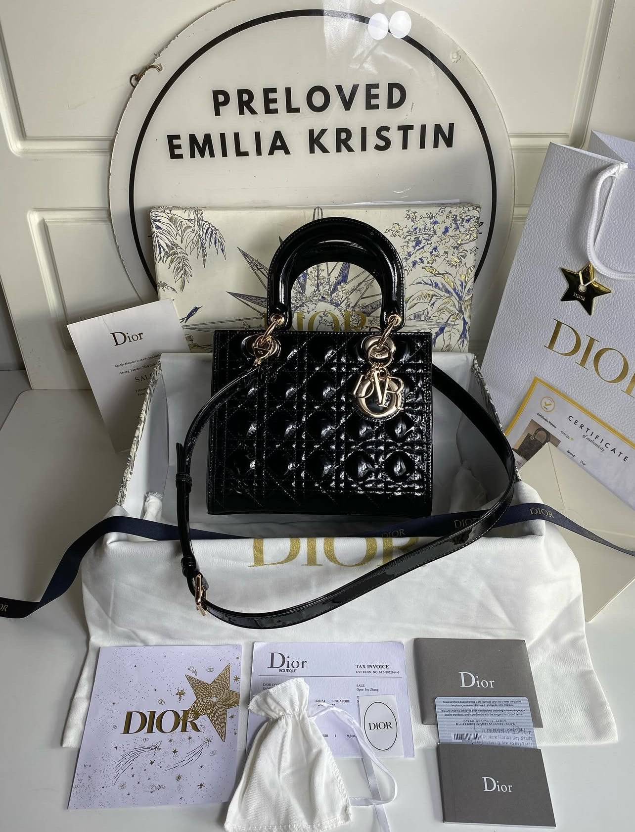 Lady Dior Patent Cannage Medium Black