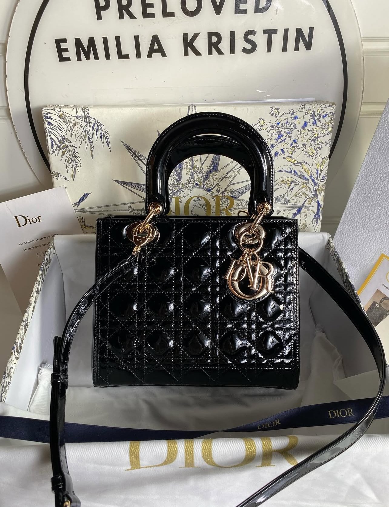 Lady Dior Patent Cannage Medium Black - foto 2