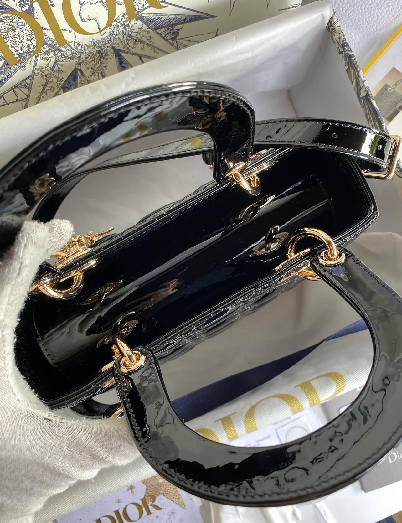 Lady Dior Patent Cannage Medium Black - foto 6