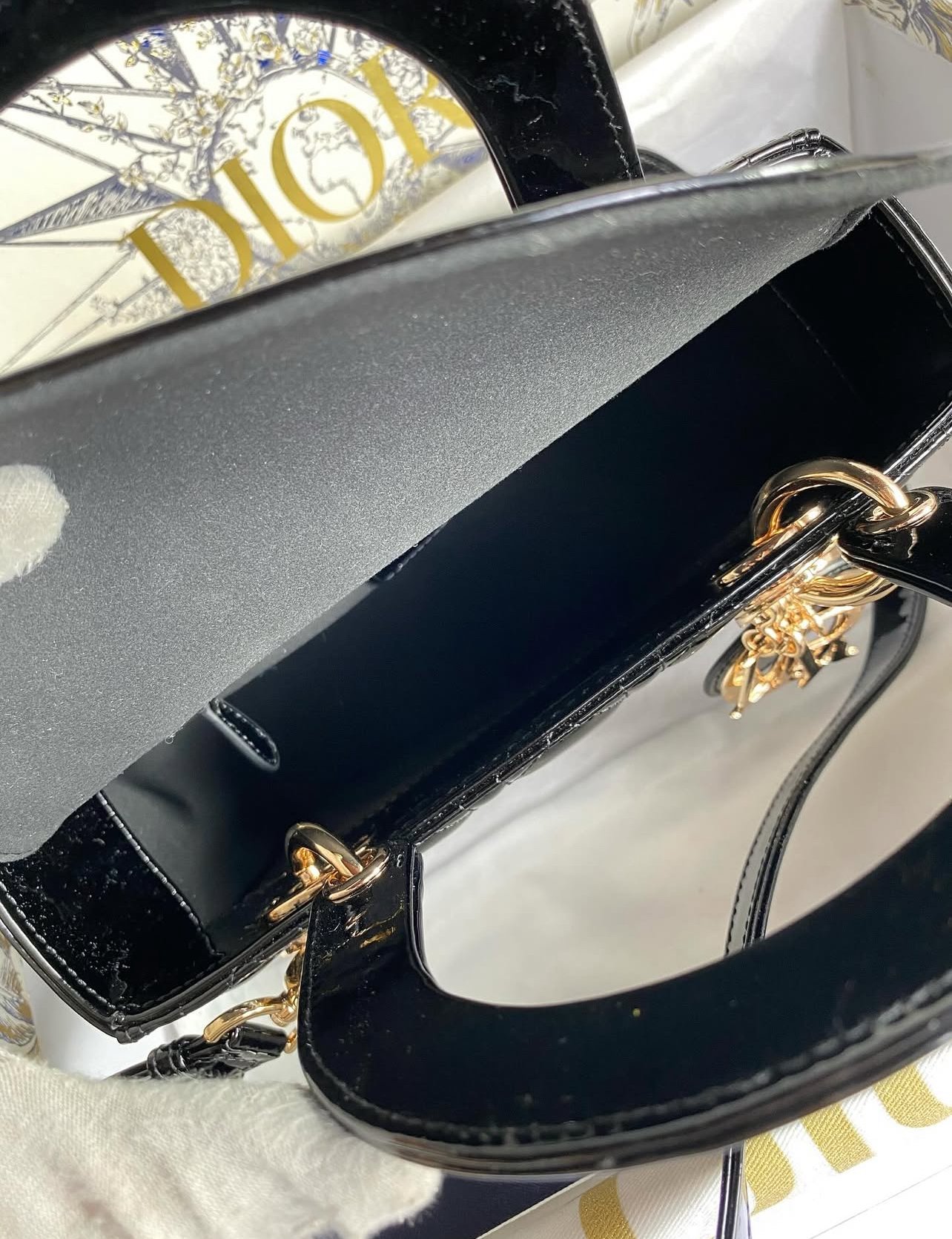 Lady Dior Patent Cannage Medium Black - foto 7