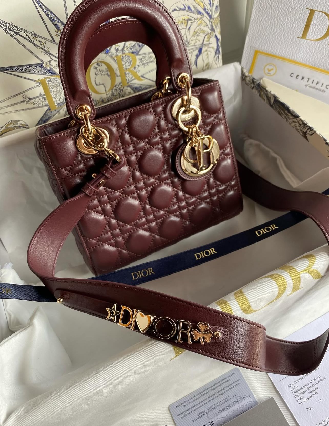 Lady D Small My ABC Cannage Lambskin Burgundy  - foto 3