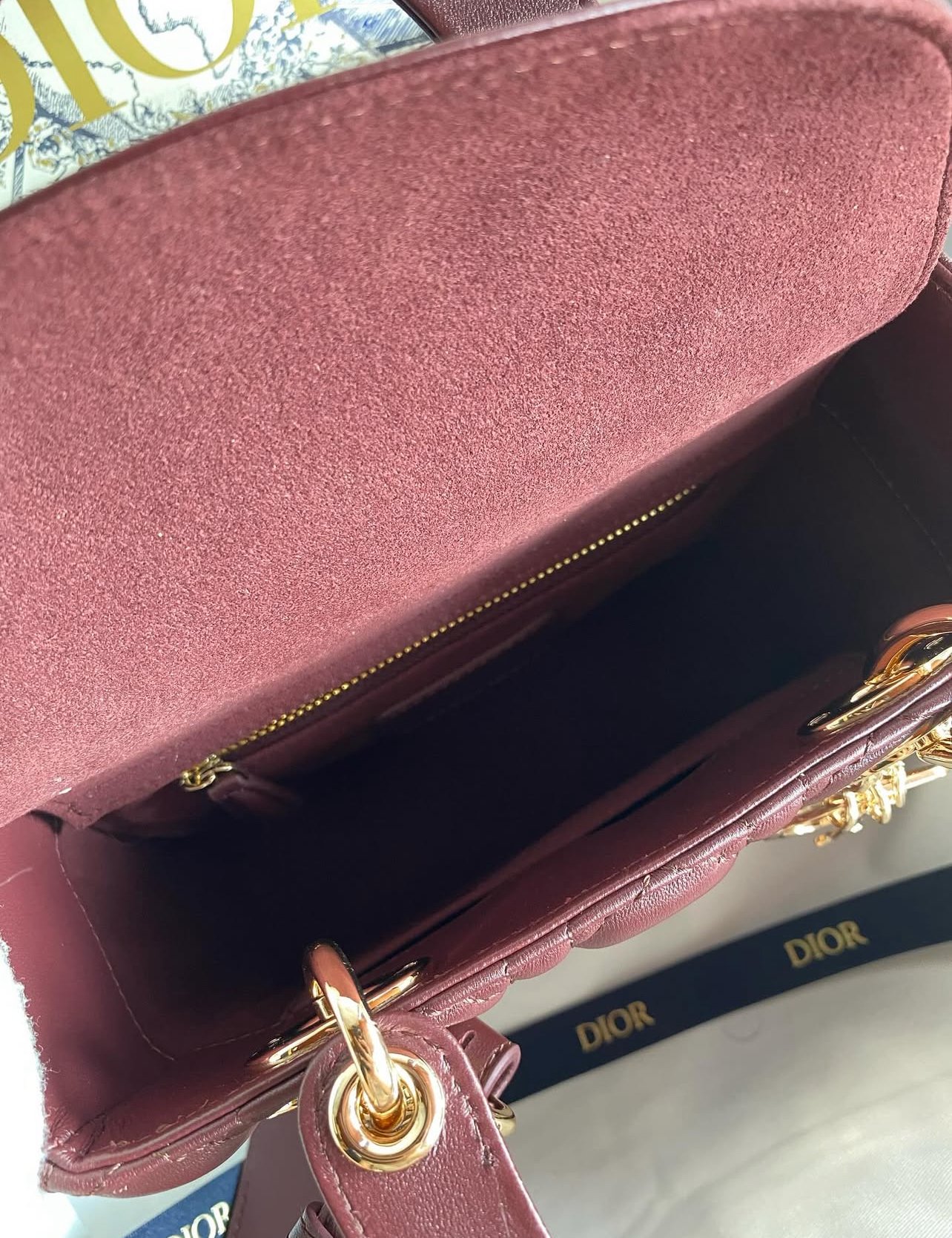 Lady D Small My ABC Cannage Lambskin Burgundy  - foto 7