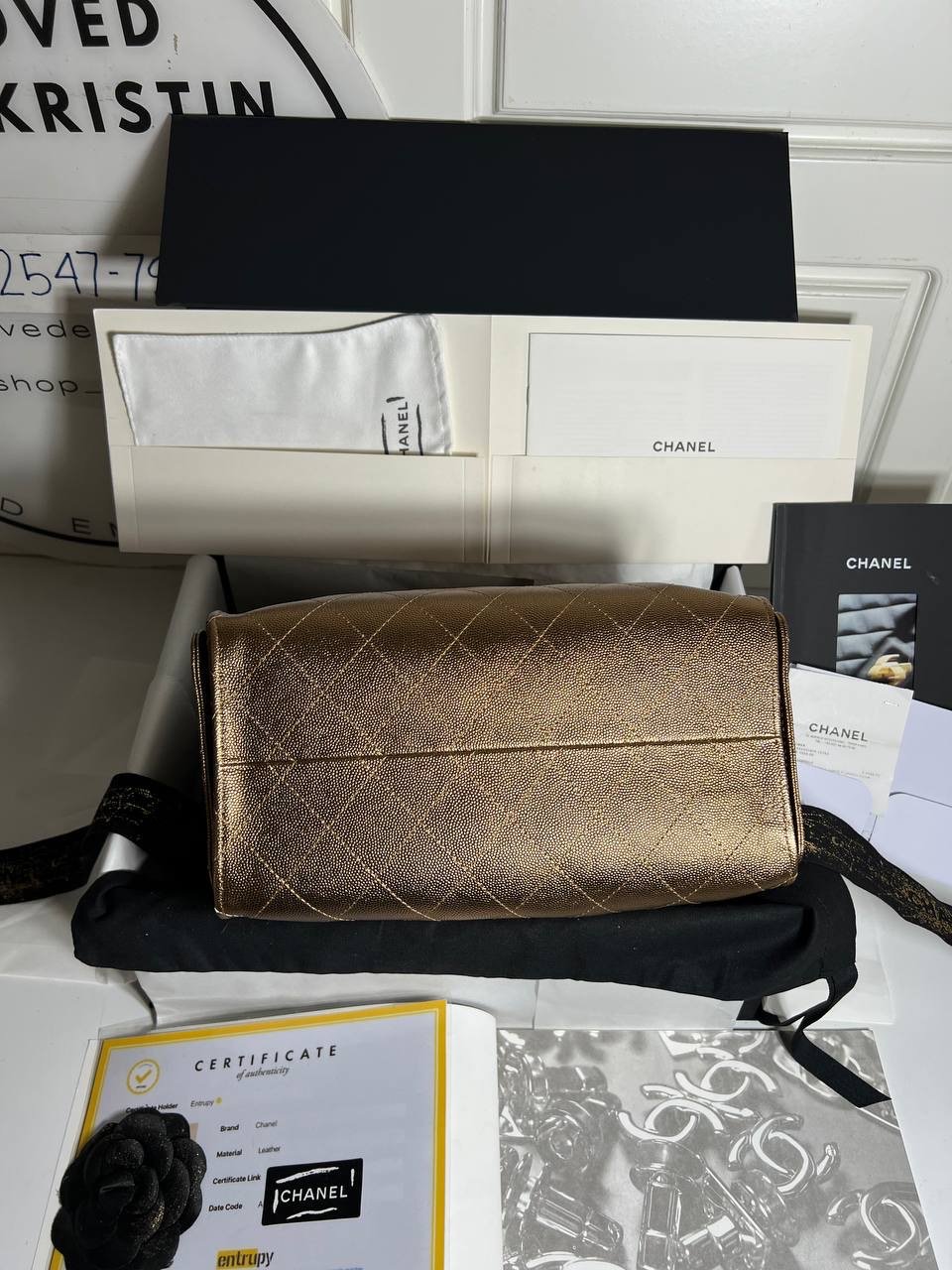 C25 Small Handbag Caviar Leather Bronze Metallic Ghw - foto 5