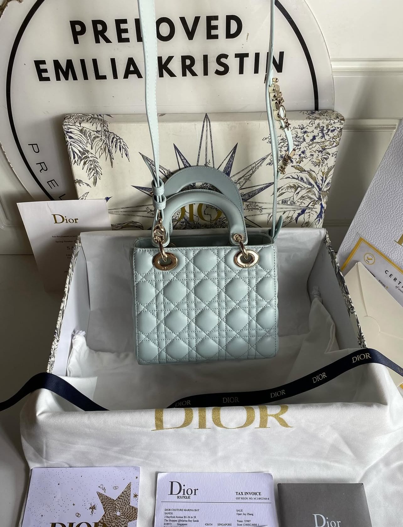 Lady D Small My ABC Cannage Lambskin Light Blue - foto 4