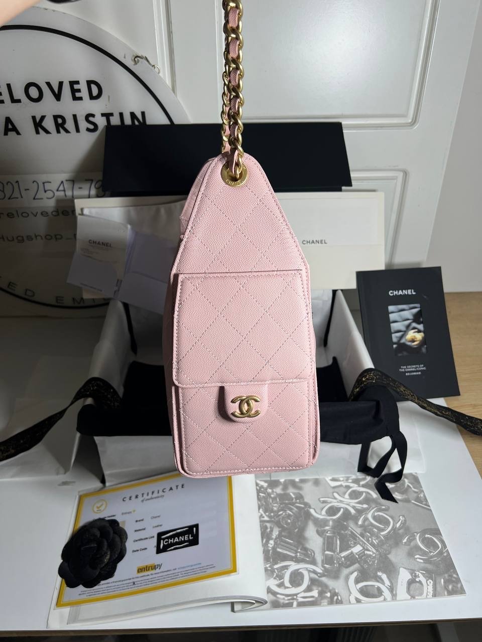 C25 Small Handbag Caviar Leather Pink Ghw - foto 3
