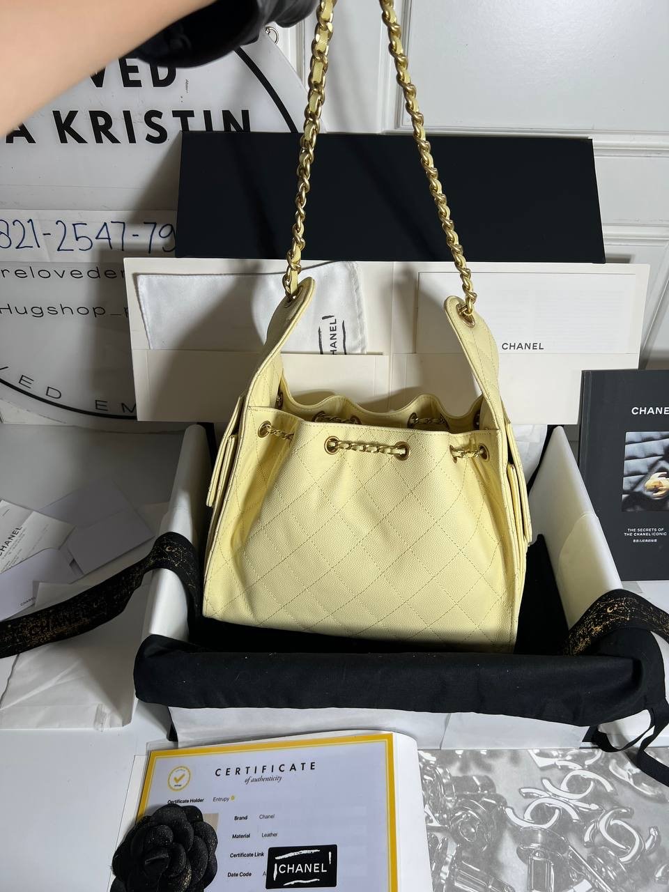 C25 Small Handbag Caviar Leather Light Yellow Ghw - foto 3