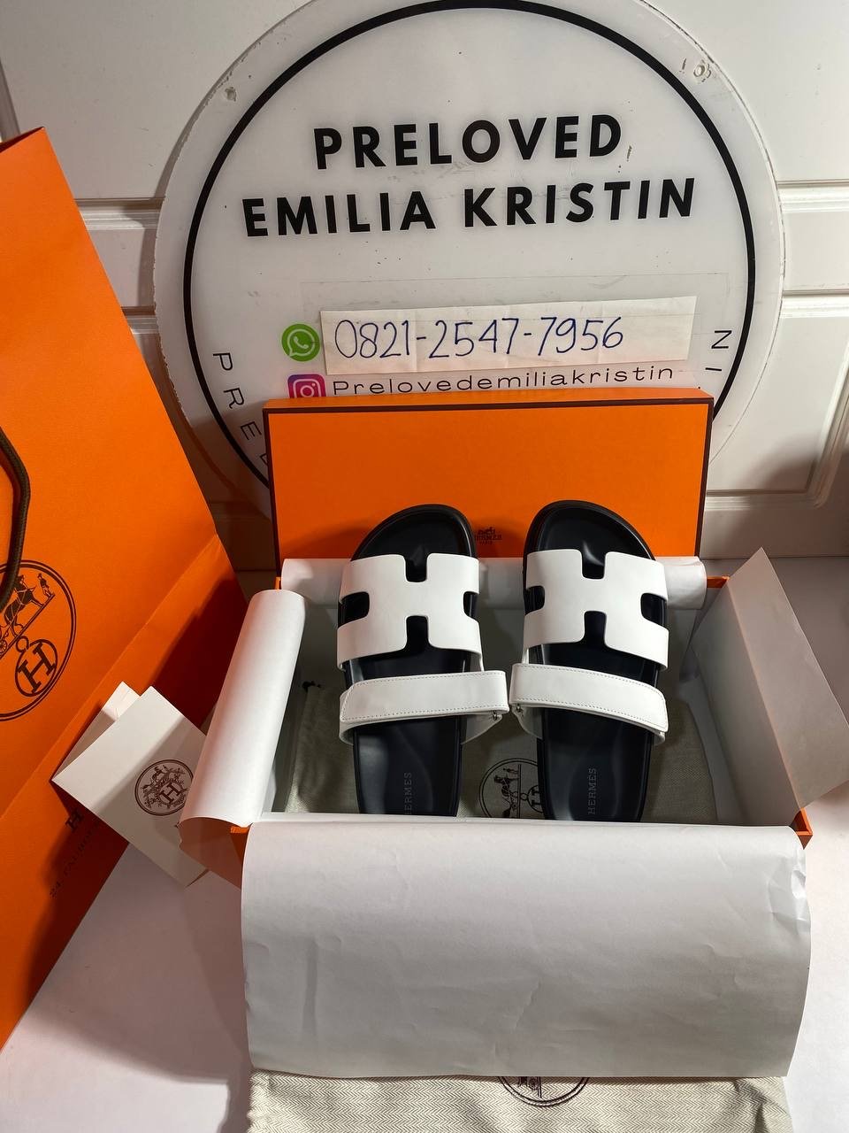 Chypre White Black Calfskin Learher 