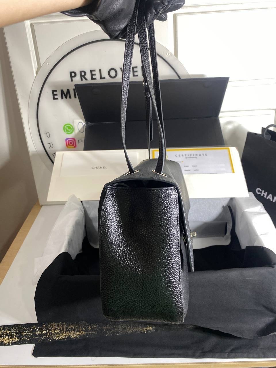 Maxi Flap Bag Grainy Calf Leather Black Shw - foto 3
