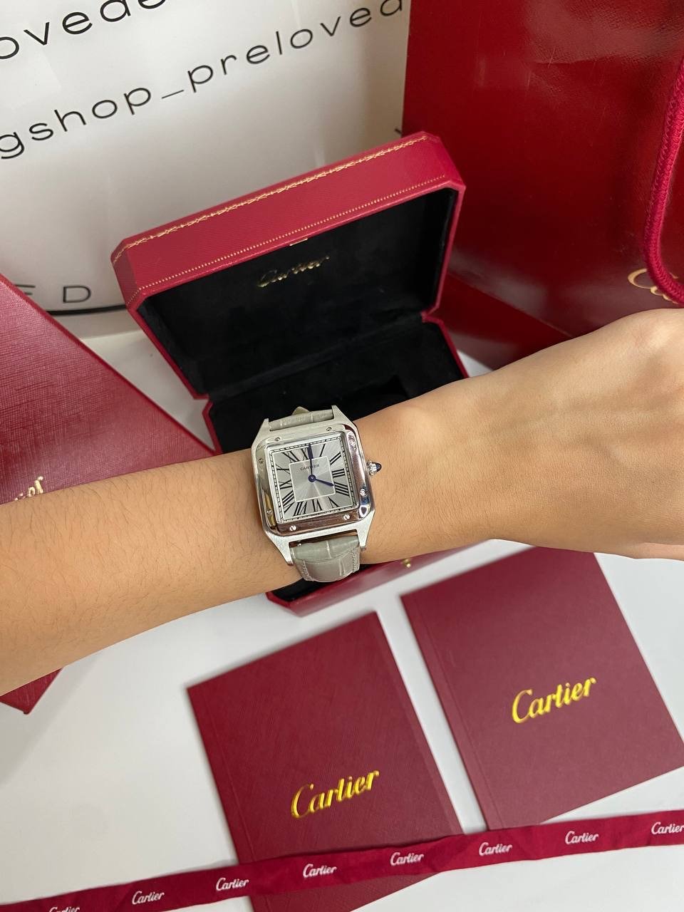 Cartier Santos Dumont Green Swiss Quartz Watch  - foto 8