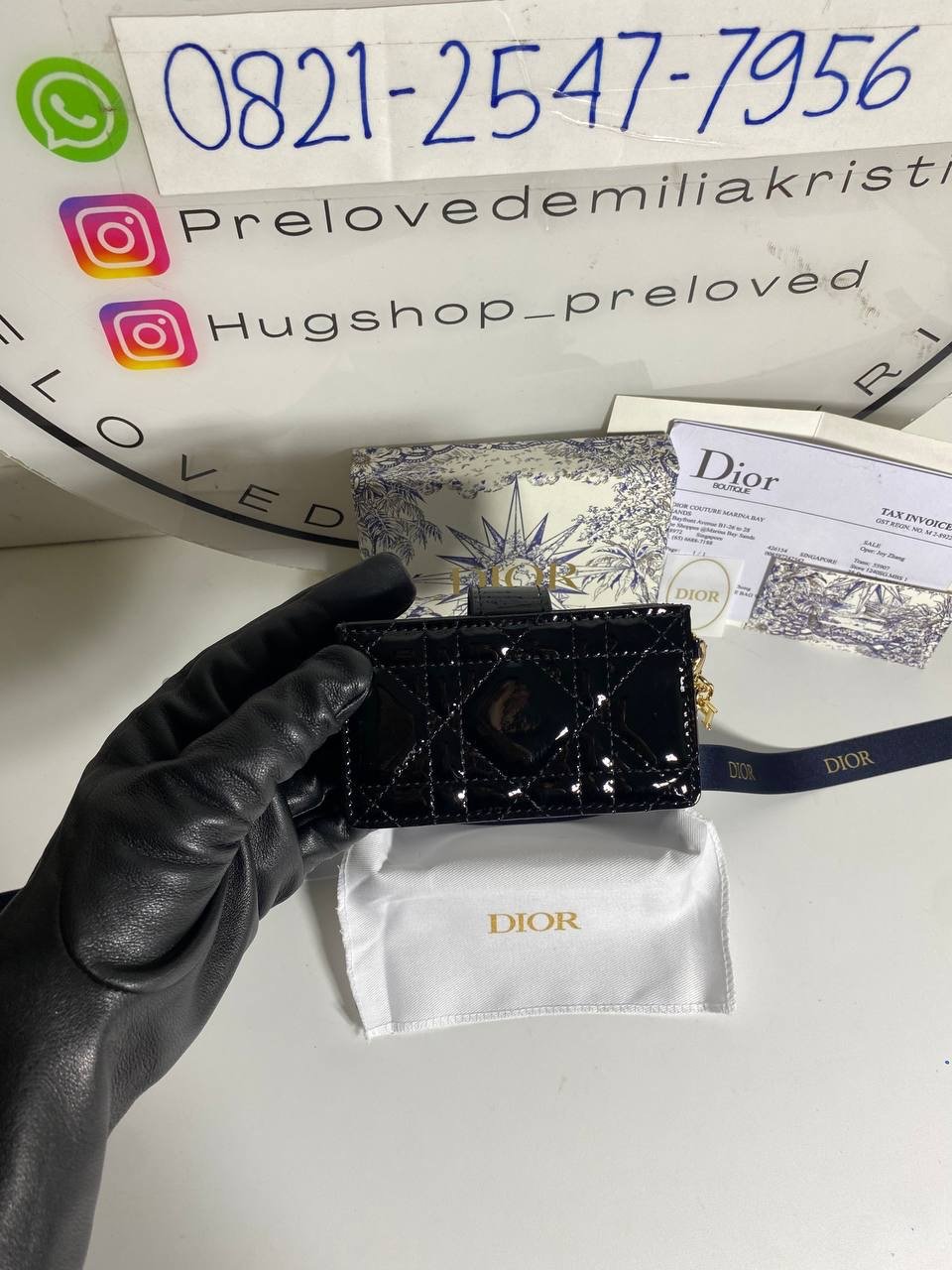 Patent Cannage Lady Dior Accordion Card Holder Black - foto 4