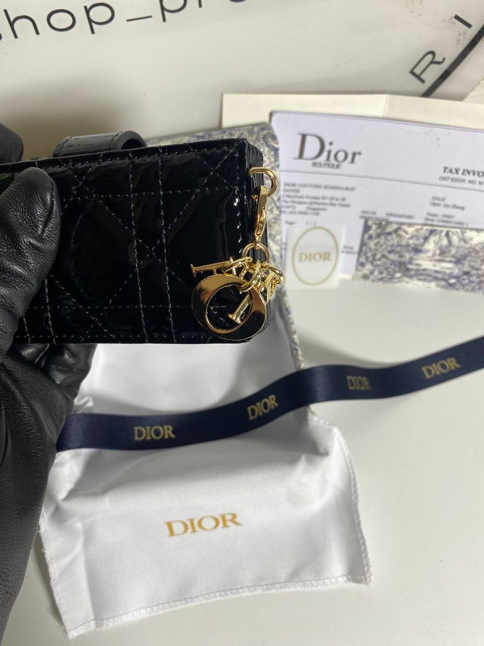Patent Cannage Lady Dior Accordion Card Holder Black - foto 6