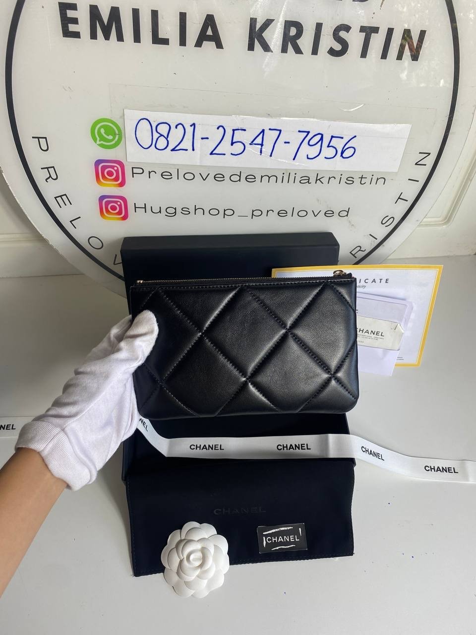 19 Small O-Case Pouch Black Lambskin - foto 5